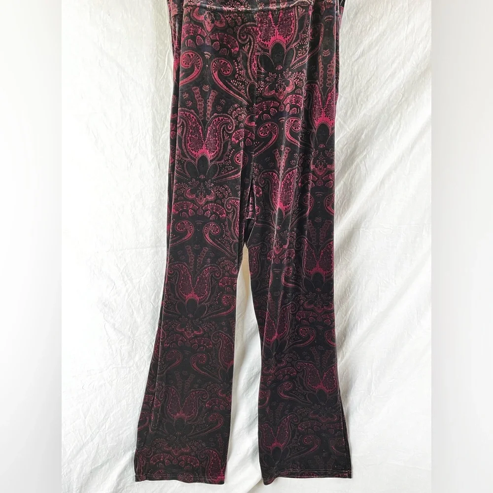 Vintage Velvet Paisley Purple Bib Overalls Coldwater Creek Women Large Jumpsuit - Picture 12 of 16